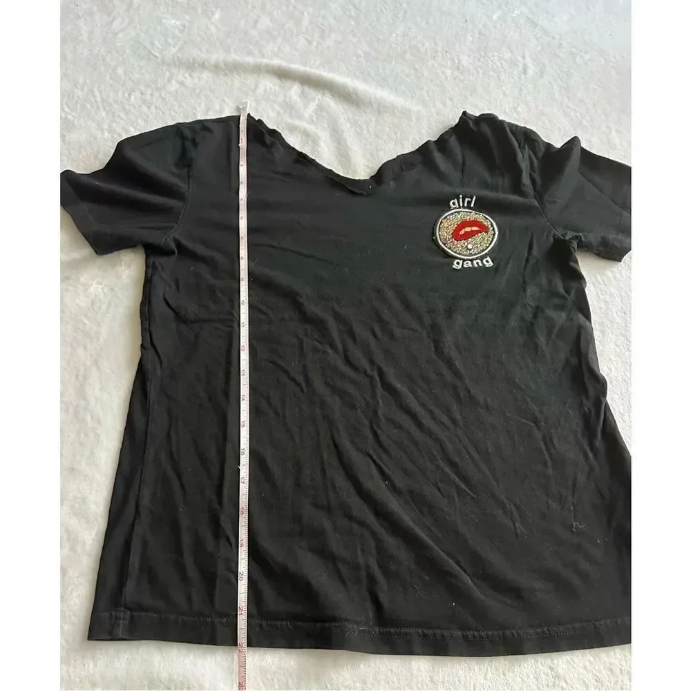 Embellished Girl gang enamel pin tee shirt XS
